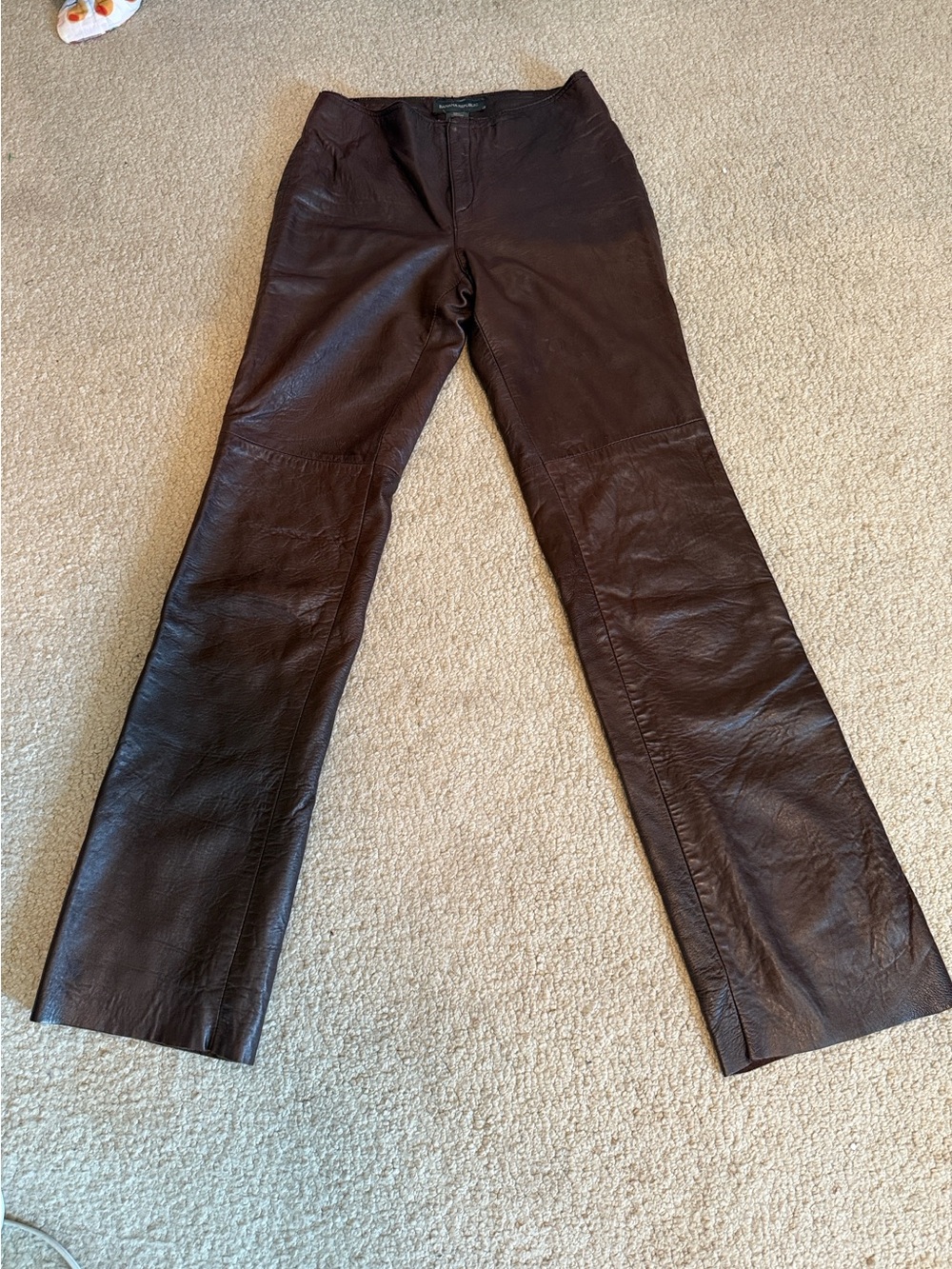 Vtg Banana Republic Chocolate Brown Genuine Leather Pants Low Rise Women's Sz 0